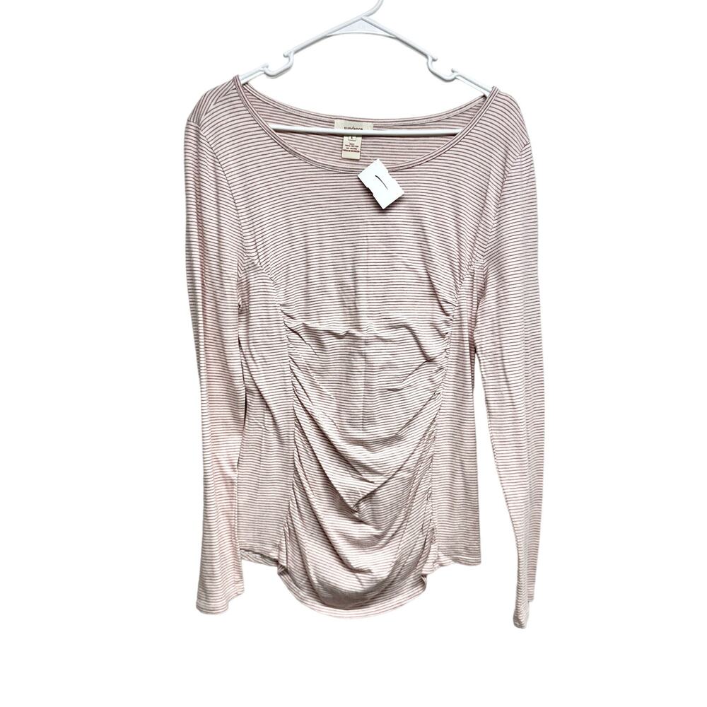Sundance Women's Catalog Princess Ruched Striped Long Sleeve Top Size Large